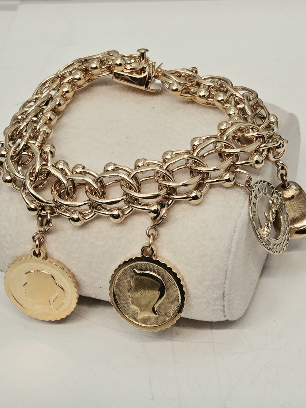 Monet Gold Plated Charm Link Bracelet And Charms